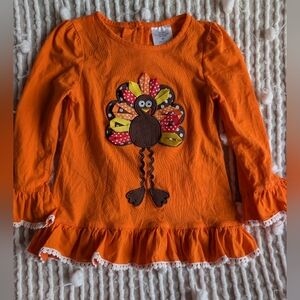 Orange Turkey Appliqué Kids Shirt-size 5